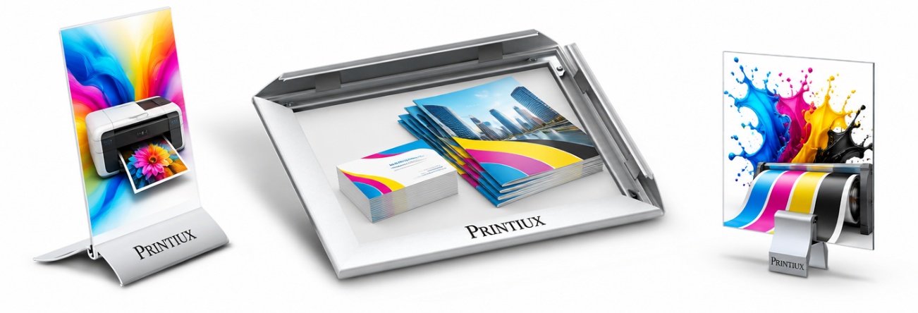 Impresión de logotipos PRINTIUX en marcos, soportes y bases