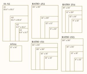 Measurements for portraits printiux