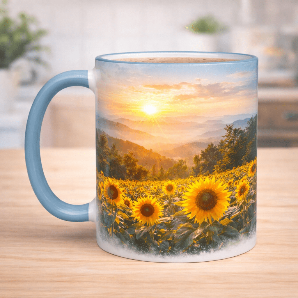 blue mug 2 tones full print color fast usa shipping