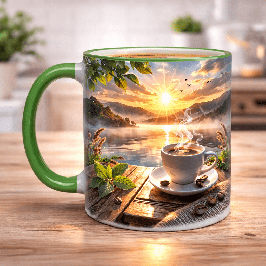 green mug 2 tones full print color fast usa shipping